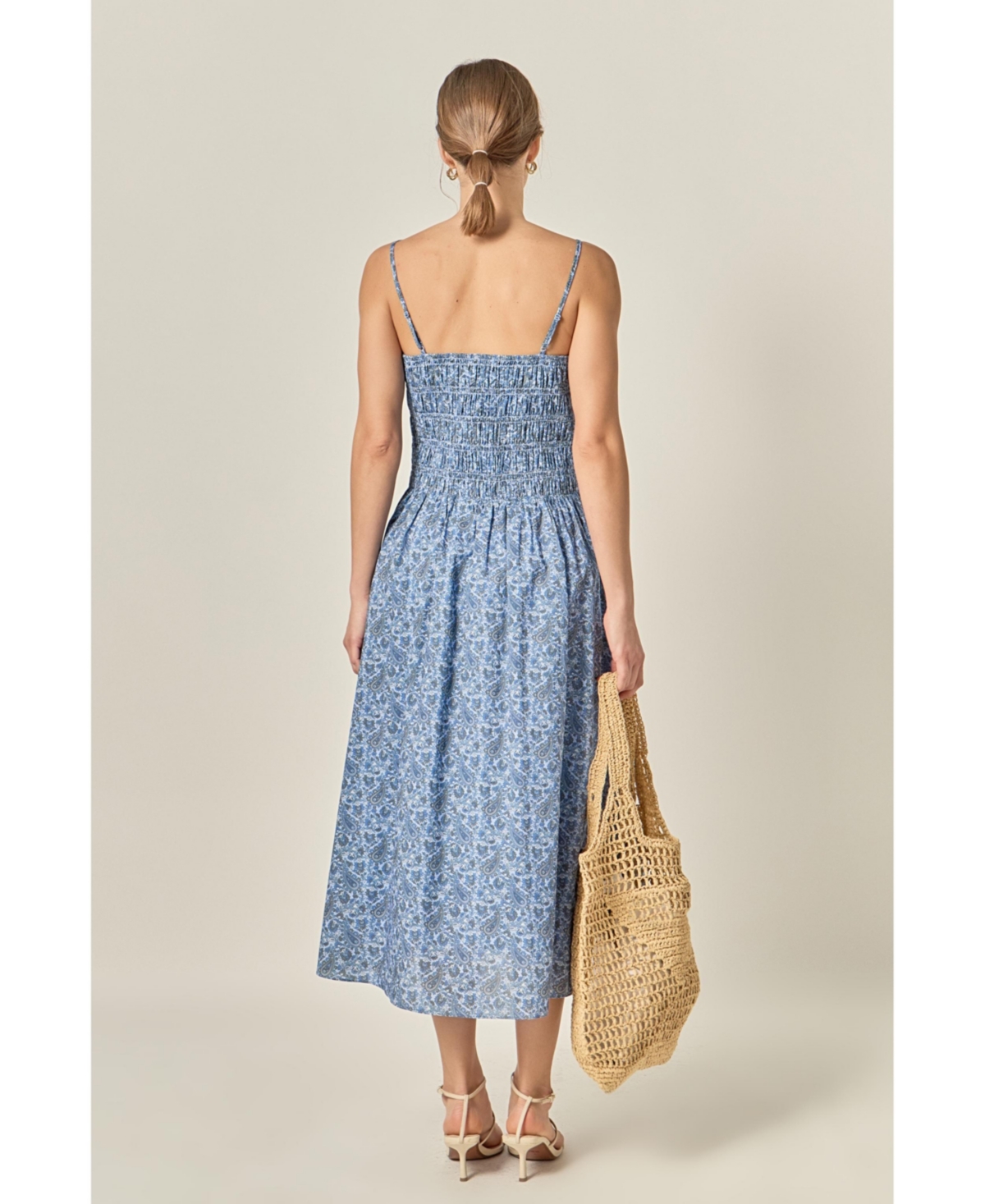 English Factory Women's Checked Smocked Midi Dress