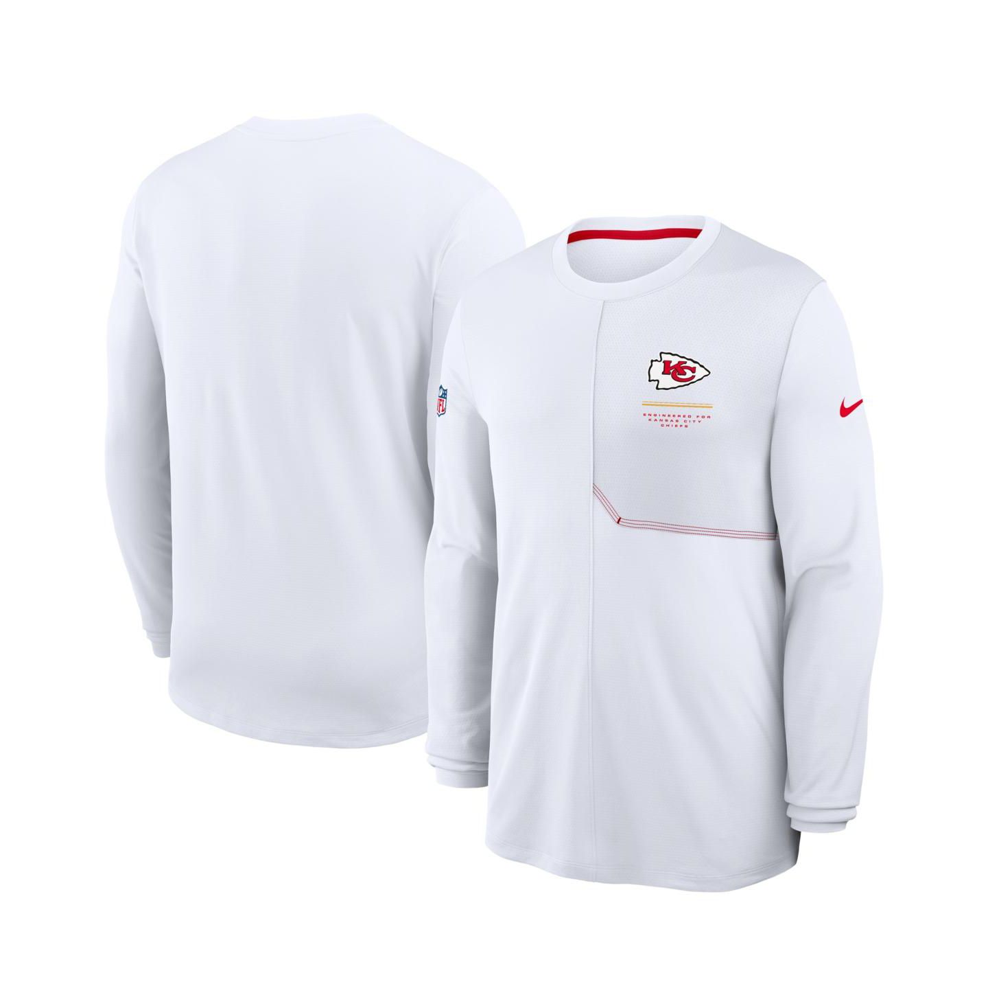 Мужская футболка Nike White Kansas City Chiefs Sideline Coaches UV Dri-FIT Long Sleeve — фото 1