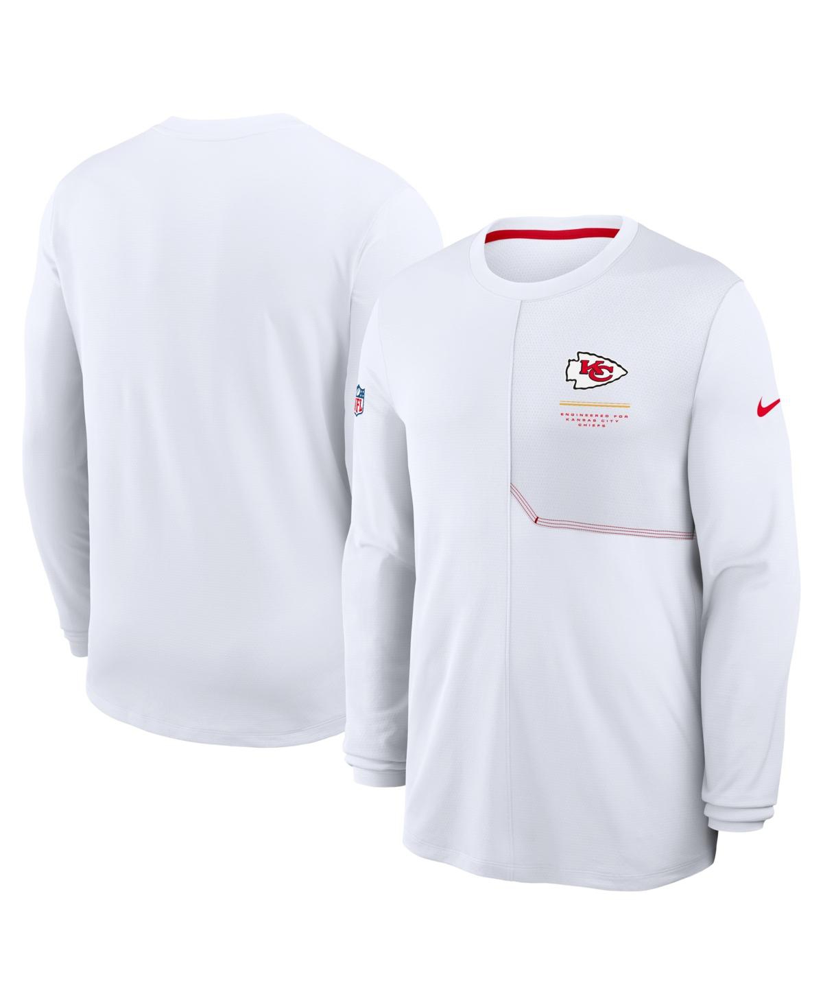 Nike Men's White Kansas City Chiefs Sideline Coaches Uv Dri-fit Long Sleeve T-Shirt
