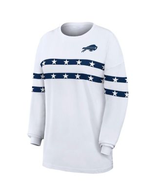 Women's White Buffalo Bills Americana Stripe Long Sleeve T-Shirt