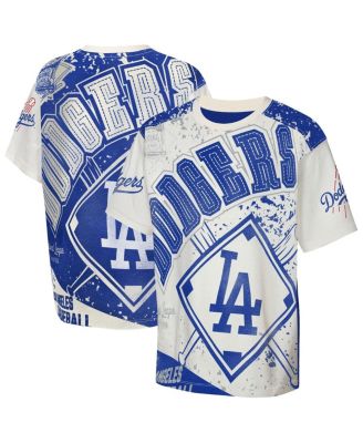 Big Boys and Girls Cream Los Angeles Dodgers Big League Top Player Bold All-Over-Print T-Shirt