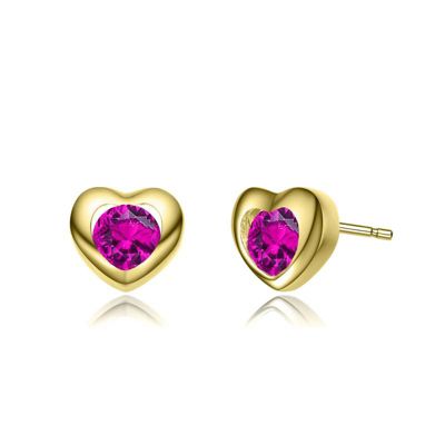Brilliant Colored Cubic Zirconia Dainty Heart Stud Earrings
