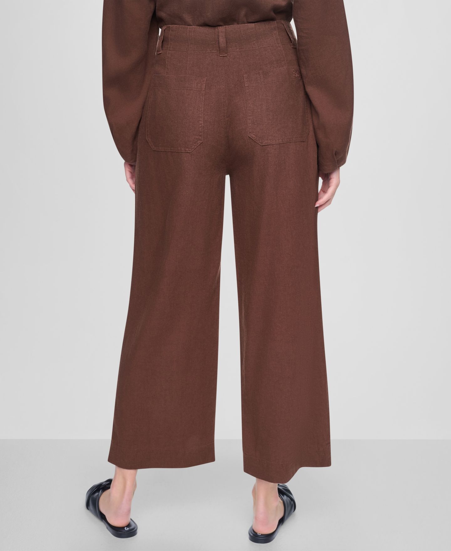 Женские брюки DKNY Jeans High-Rise Cropped Wide-Leg, цвет: Каштановый — фото 4