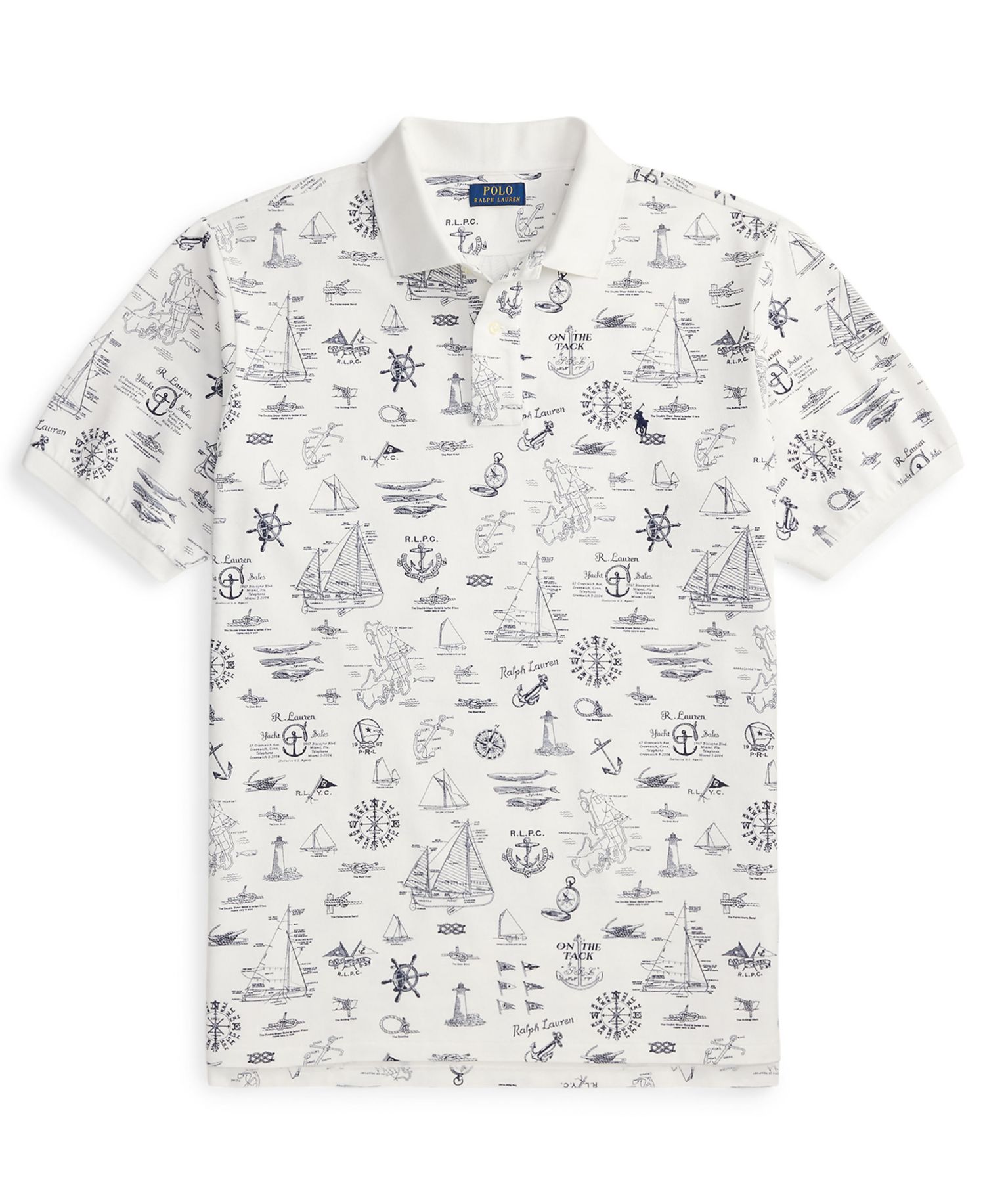Men's Big & Tall Short-Sleeve Nautical Print Mesh Polo Shirt