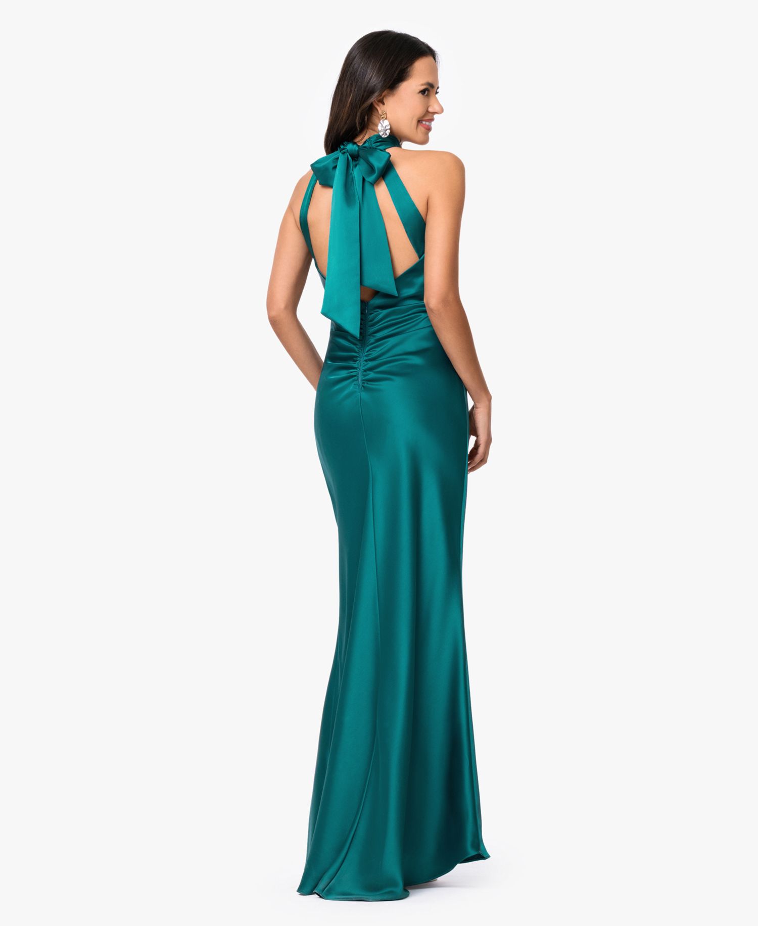 Petite Sleeveless Tie-Neck Long Gown