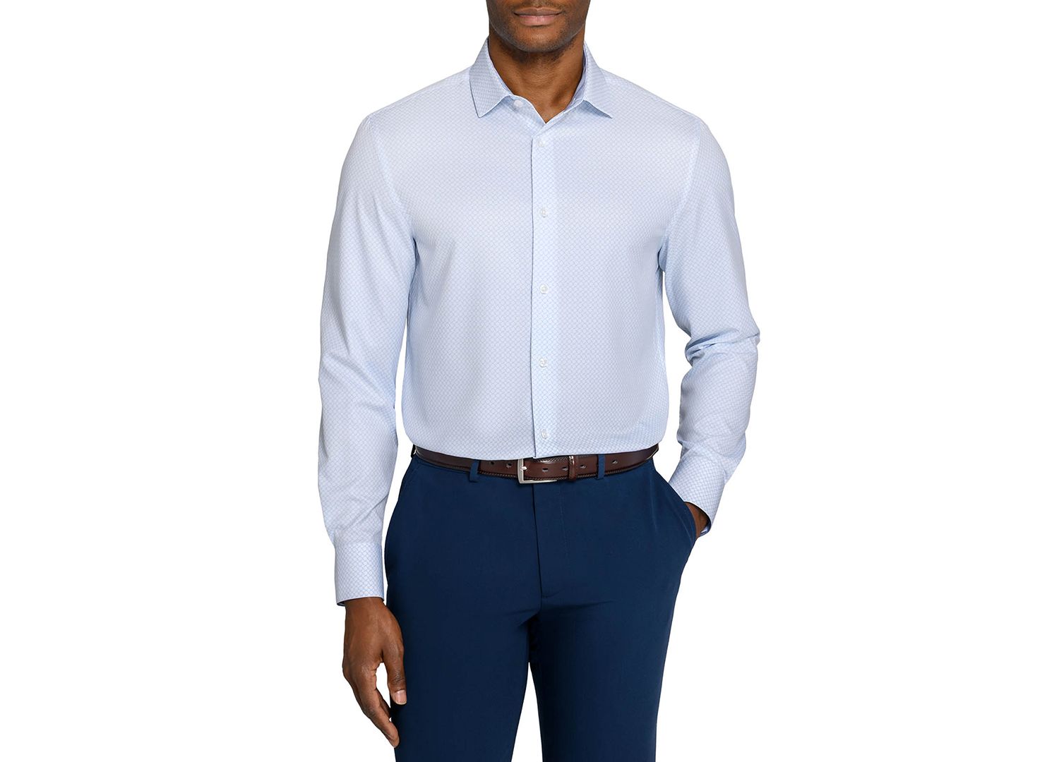 Men's Spread Collar Slim-Fit Performance Stretch Comfort Dress Shirt