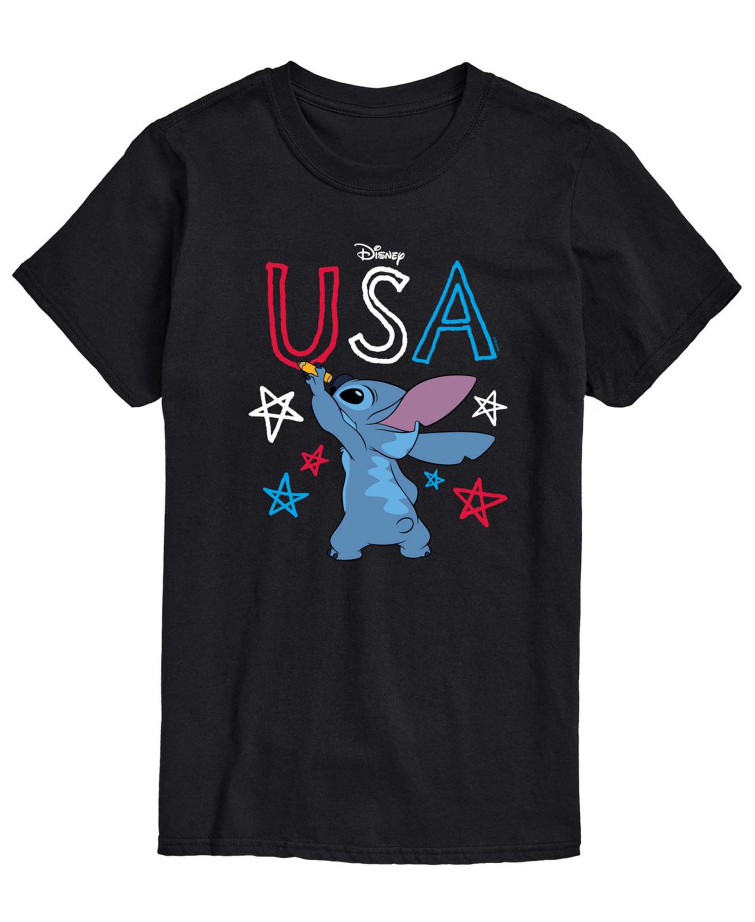 Men's Lilo USA Stitch Drawing Short-Sleeve Graphic T-Shirt