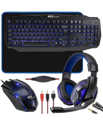 4-in-1 LED Backlight Gaming Kit - Keyboard, Mouse, Headset and Mouse Pad Bundle