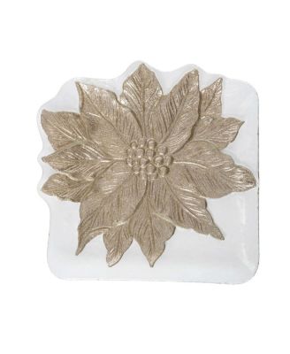 Poinsettia Glass Square Christmas Plate Tray 13