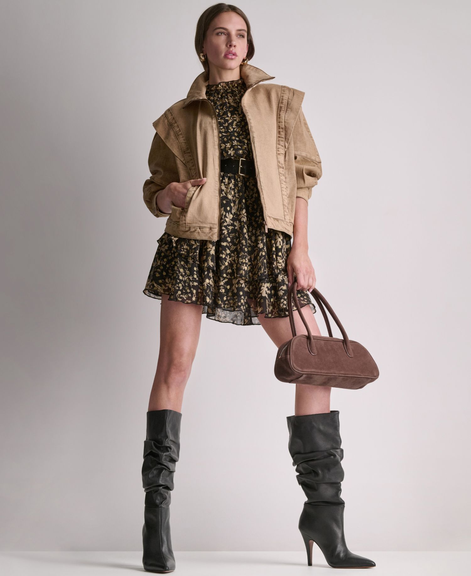 Women's Acid Wash Collared Oversize Jacket
