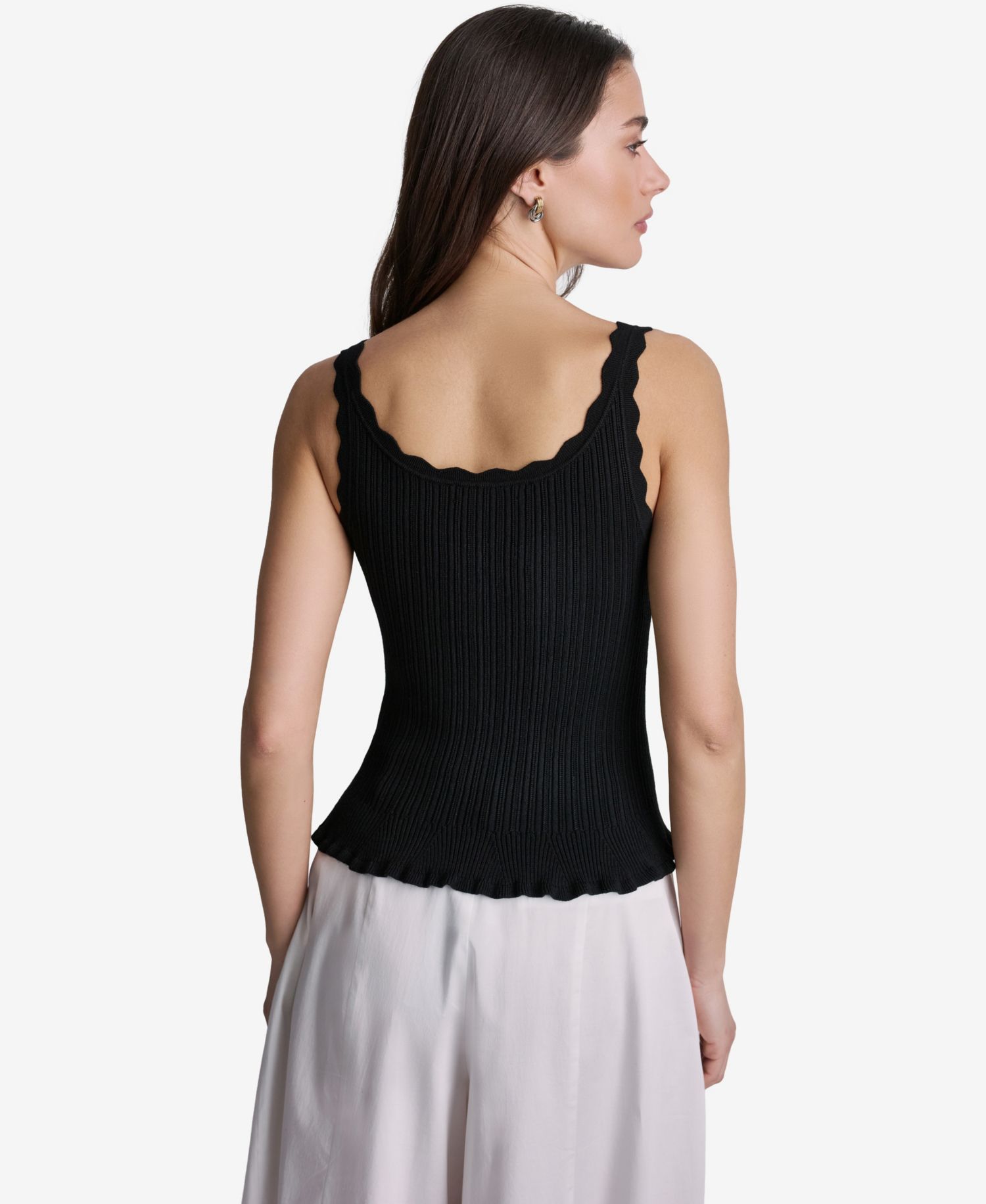 Women's Ribbed Button-Front Scoop Neck Tank Top