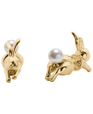 Gold-Tone Secret Garden Front Back Bunny Stud Earrings