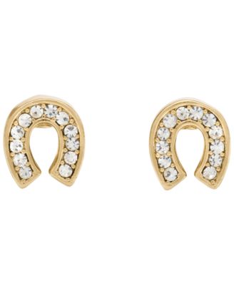 Gold-Tone You're a Gem Pave Horseshoe Stud Earrings
