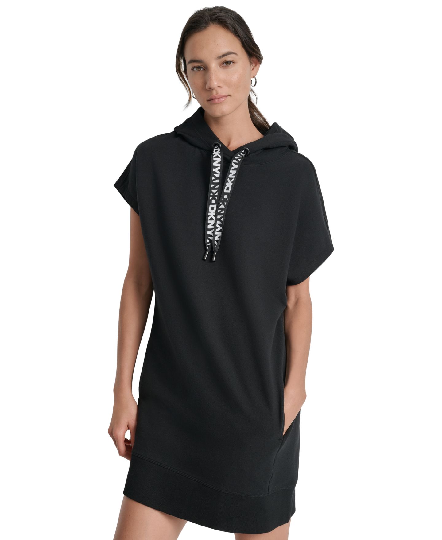 Женское платье DKNY Sport Two-Tone Hooded Mini, цвет: Чёрный — фото 2