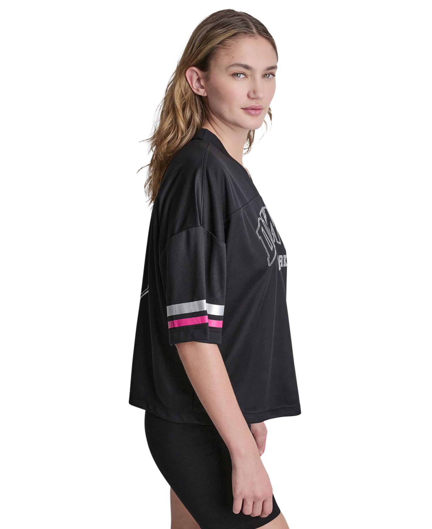 Women's Varsity Rhinestone V-Neck Sports Jersey