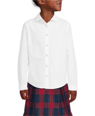 Big Girls Long Sleeve Peter Pan Collar Broadcloth Shirt