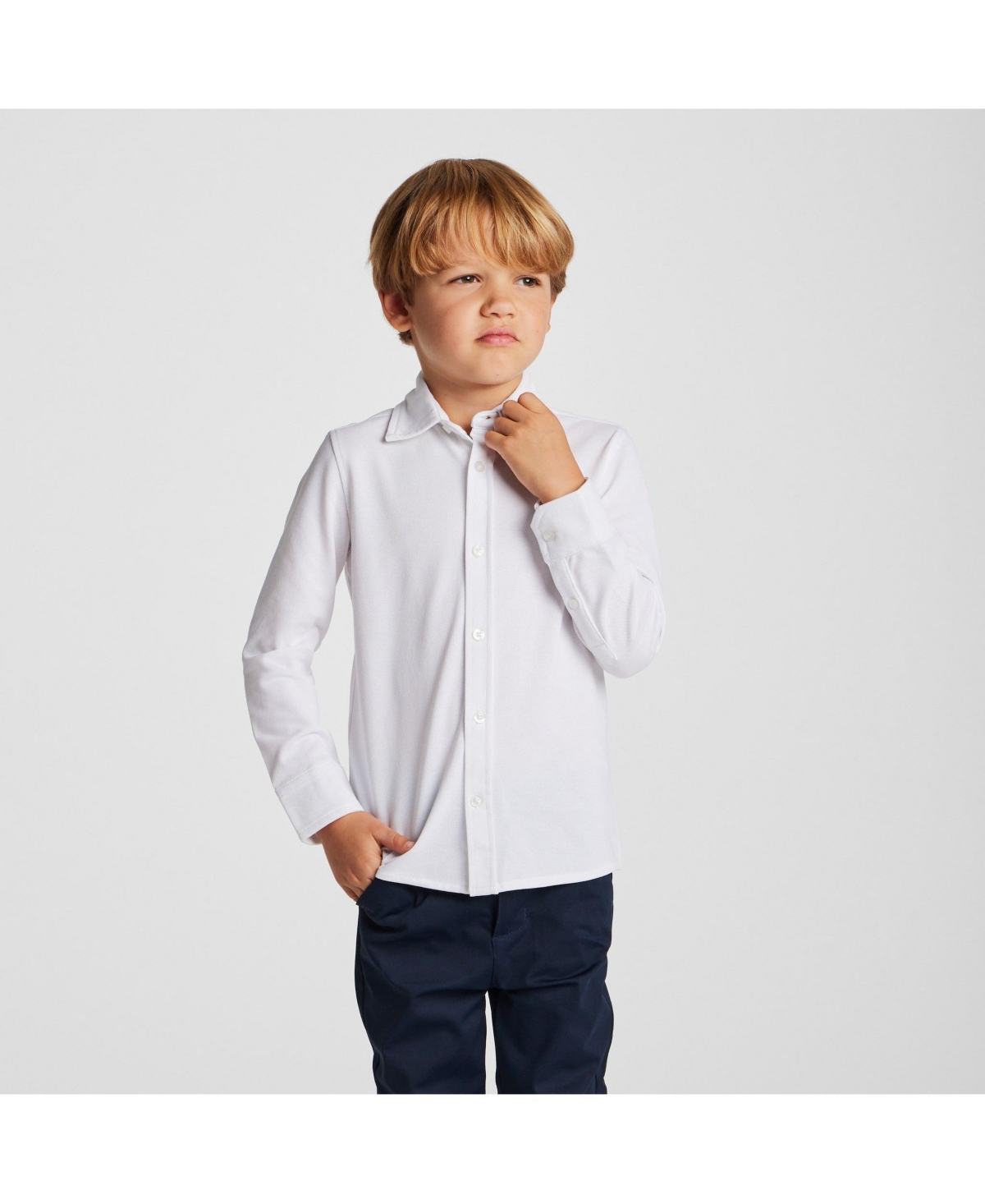 Andy & Evan Big Boys White Knit-Tech Shirt