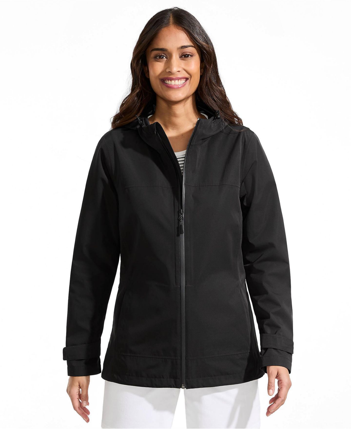 Женская куртка Lands' End Rain Jacket, цвет: Чёрный — фото 1