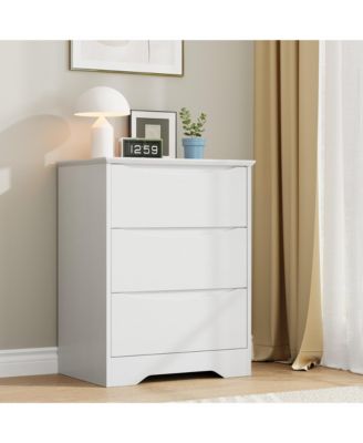 Modern Tall 3-Drawer Wooden Dresser, Versatile Storage Cabinet with Deep Drawers and Wide Top for Home Use
