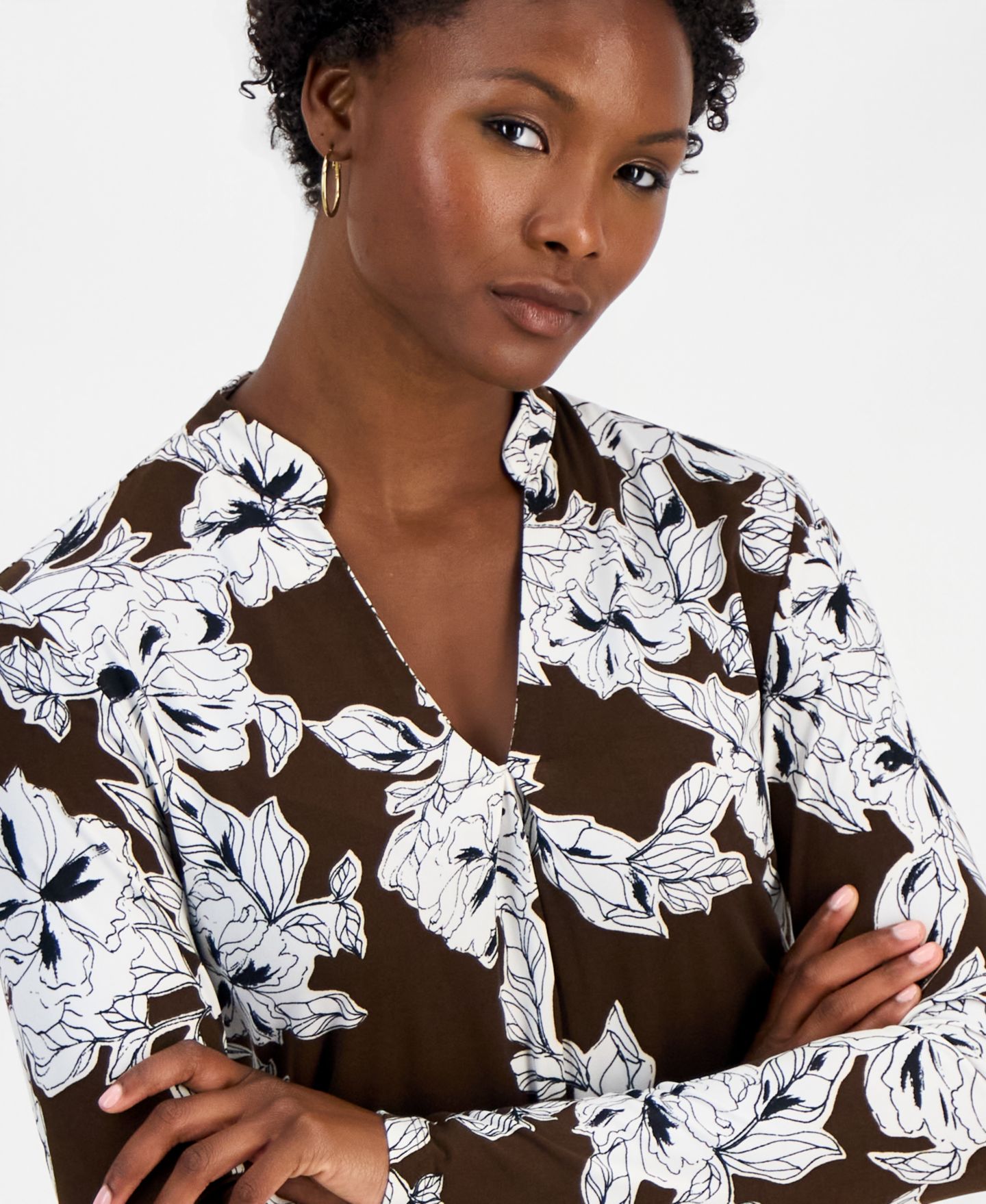 Женский топ I.N.C. International Concepts Petite Floral Long-Sleeve Top, цвет: Julee Garden B — фото 3