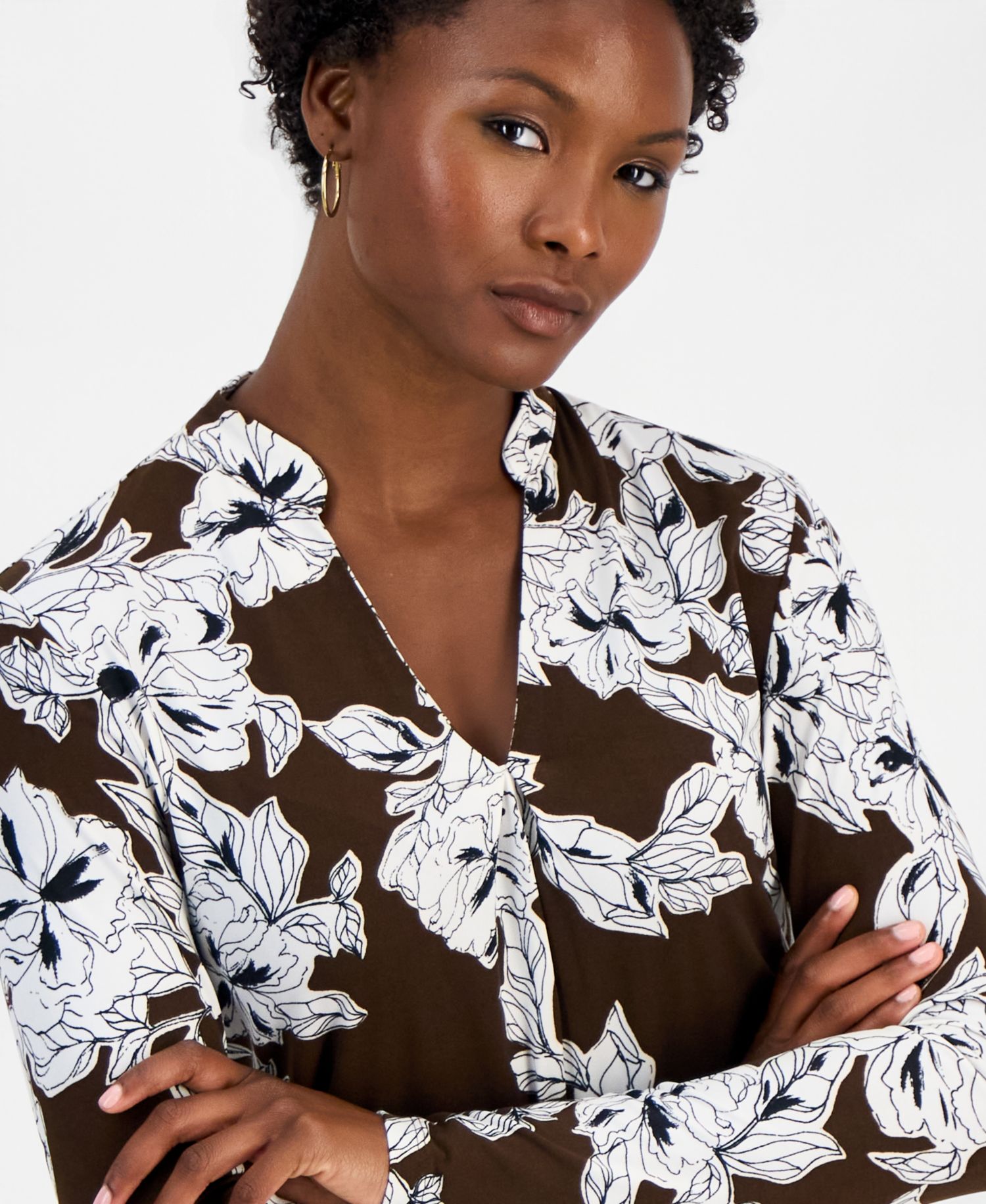 Petite Floral Long-Sleeve Top