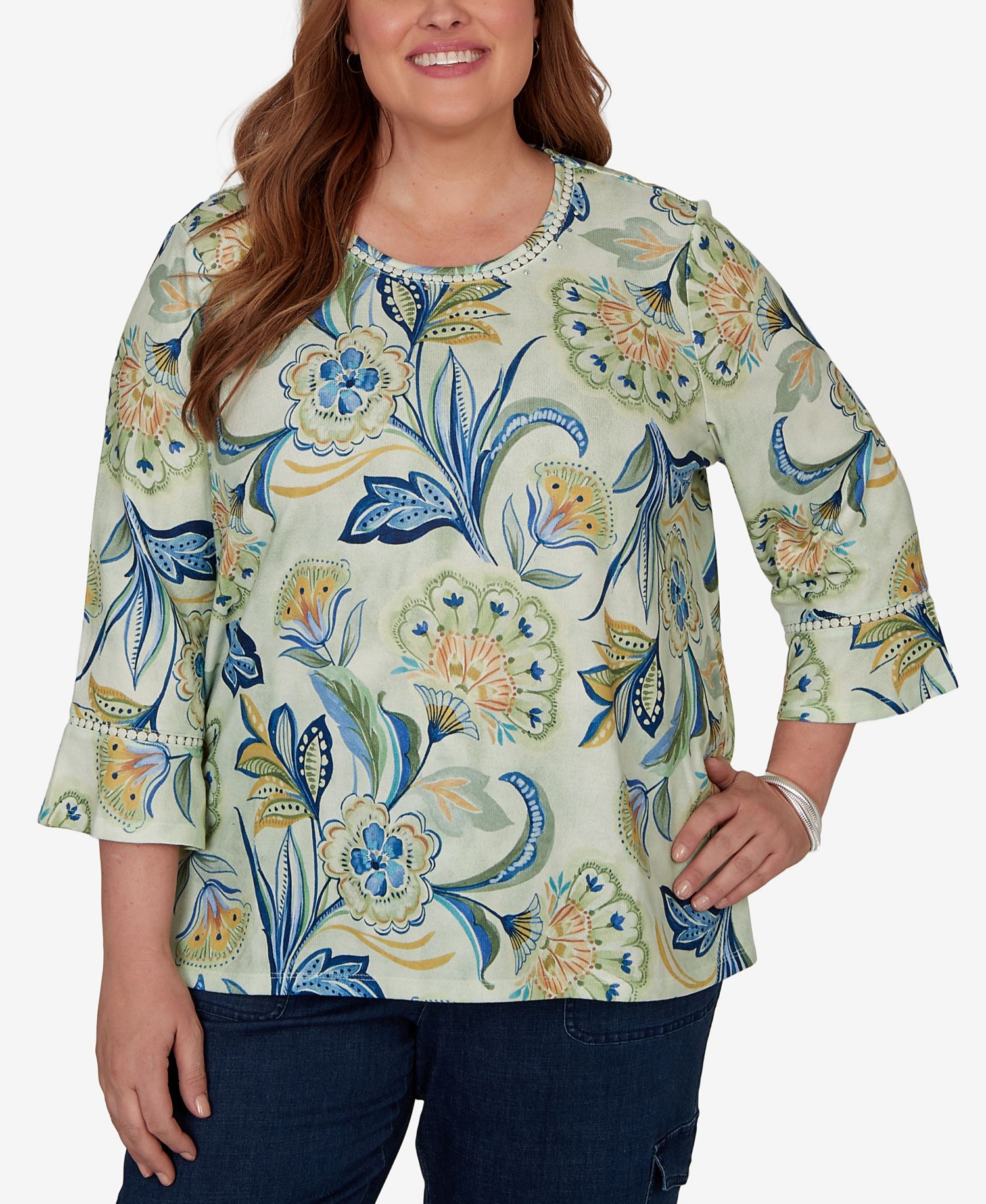 Plus Size Bold Meadow Floral Knit Top