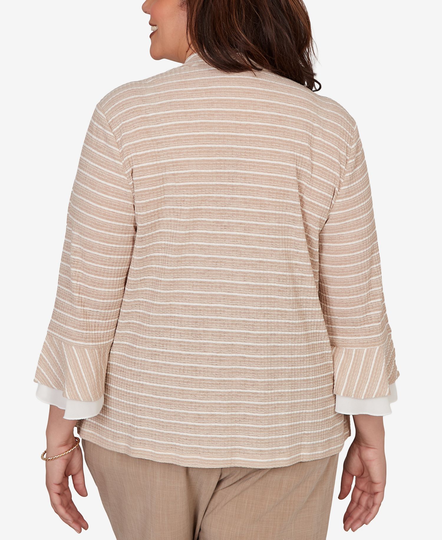 Plus Size Grand Bazaar Vertical Stripe Two-In-One Top with Necklace