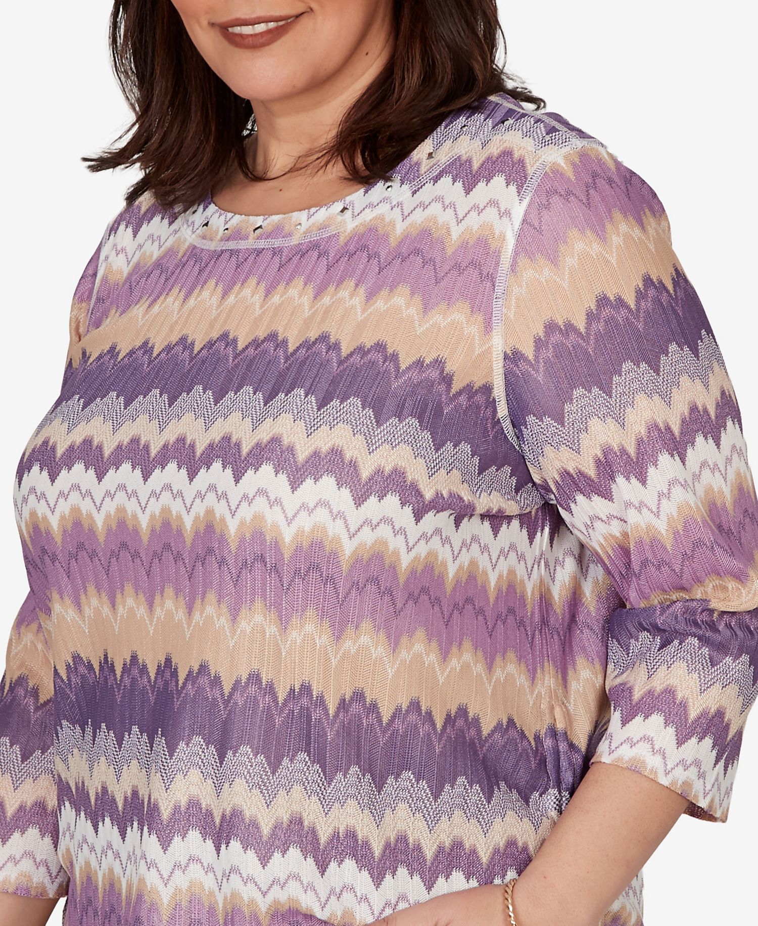 Plus Size Grand Bazaar Rippled Stripes Knit Top