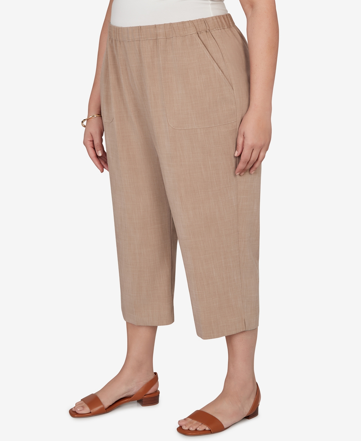 Alfred Dunner Plus Grand Bazaar Textured Pull On Capri Pants