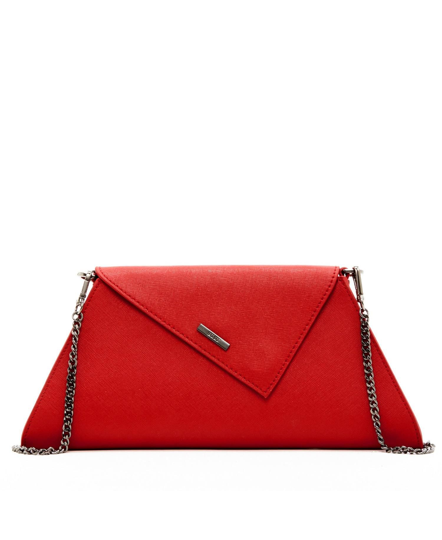 Red Clutch Bag Saffiano Leather Clutch Purse Crossbody Evening Purse Unique Women's Red Handbag