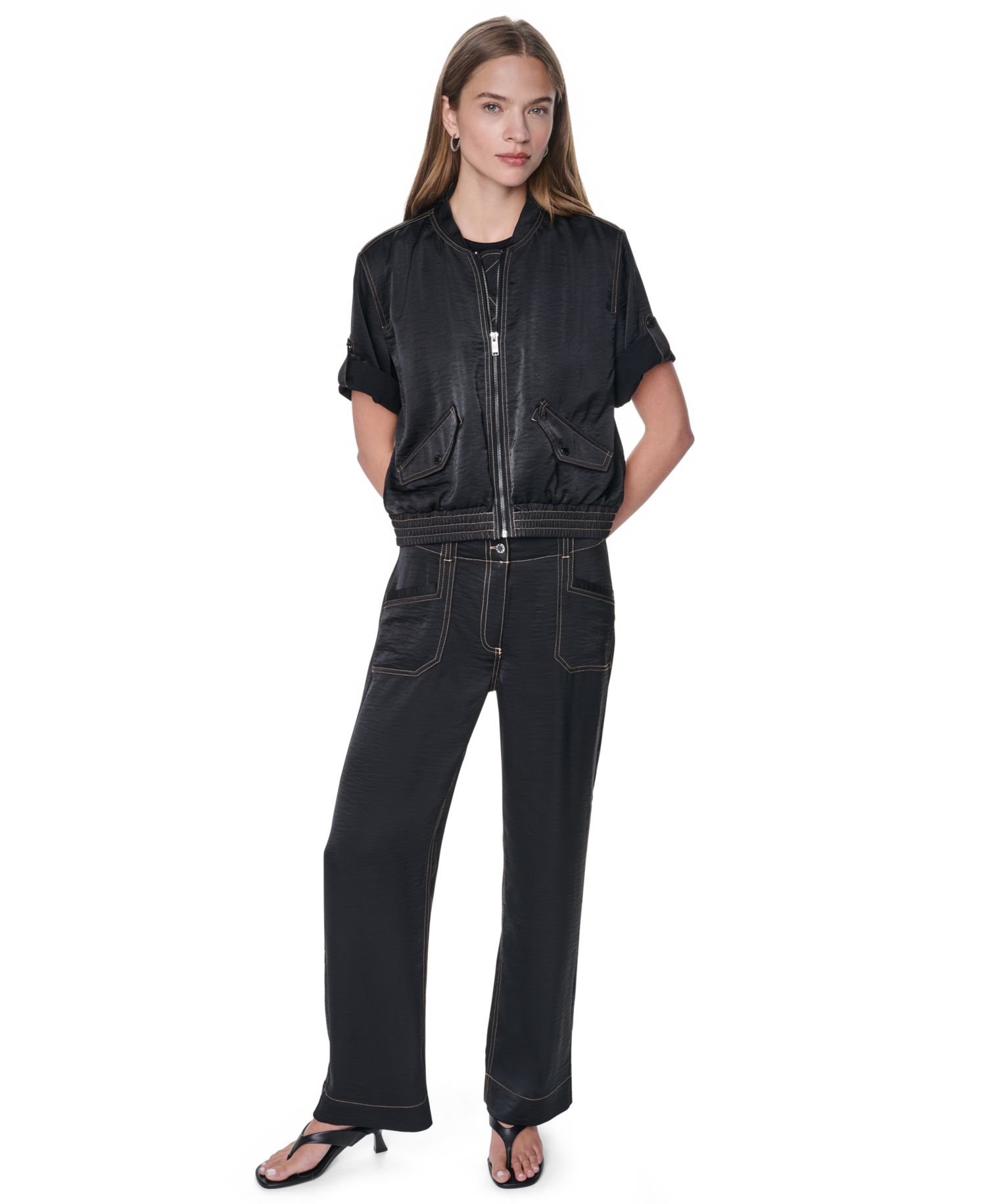 Women's Roll-Tab Contrast Stitch Glazed Jacket