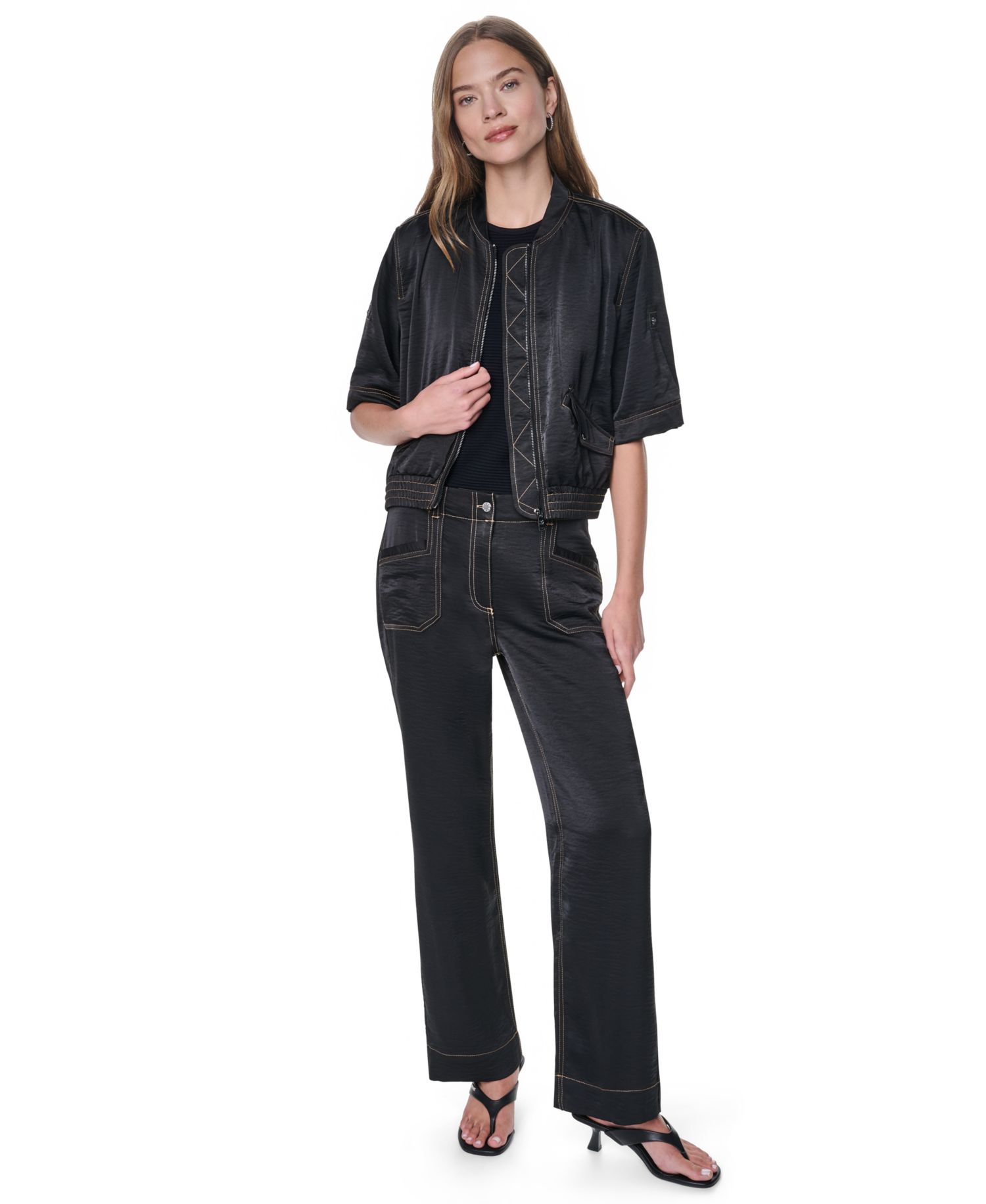 Women's Roll-Tab Contrast Stitch Glazed Jacket