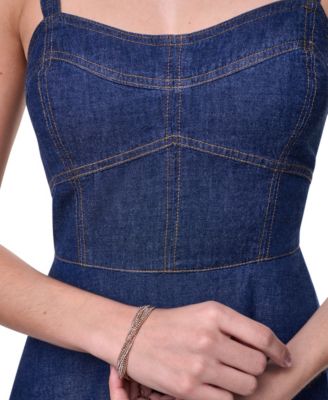 macys womens denim dresses Style & Co Petite Split-Neckline Seamed Dress, Exclusively at Macy's featured with a pleated waist for a figure Steve Madden Women's Denim Dresses