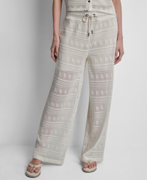 Женские брюки DKNY Straight-Leg Drawstring, цвет: Кокосовый