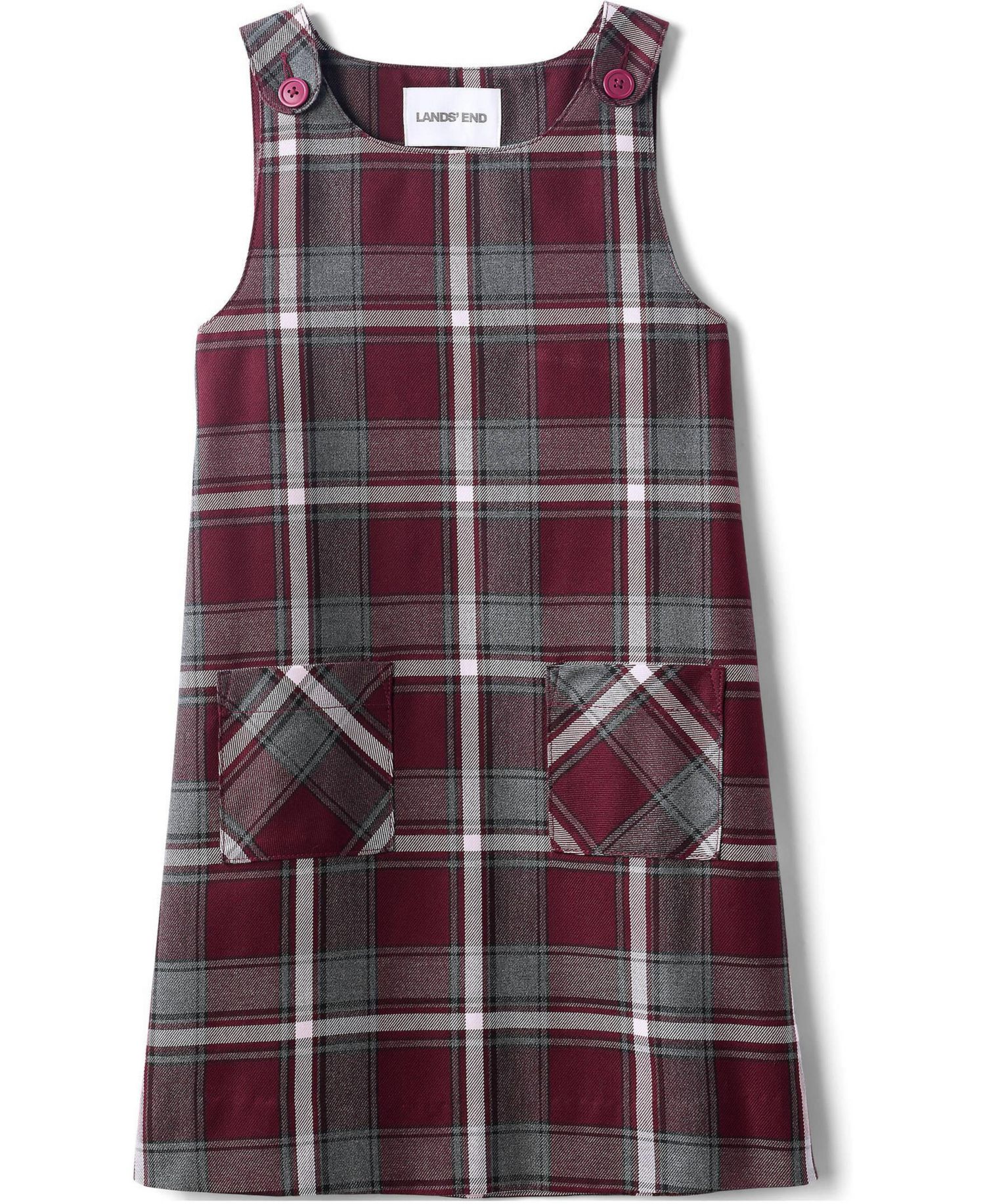 Big Girls Plaid Button Shoulder Patch Pocket Jumper