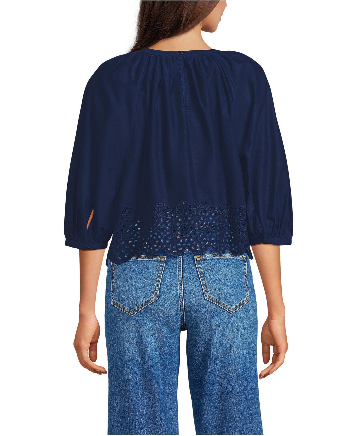 Women's Gathered Eyelet Top