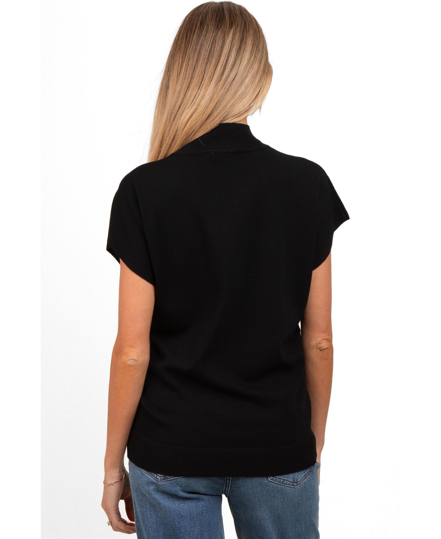 Women's Black Mock Neck Knit Top
