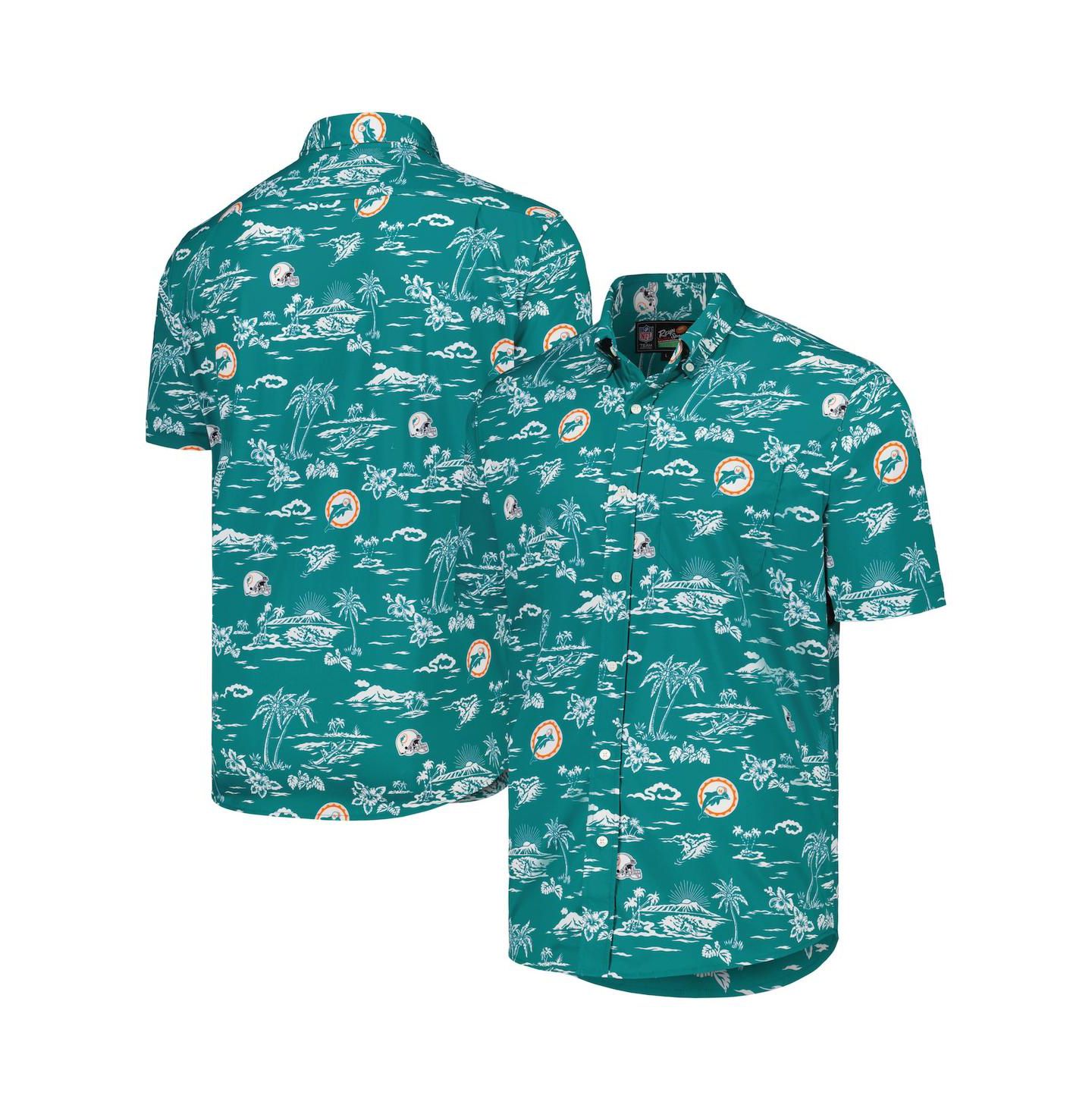 Мужская рубашка Reyn Spooner Aqua Miami Dolphins Throwback Kekai Print Button-Up — фото 1
