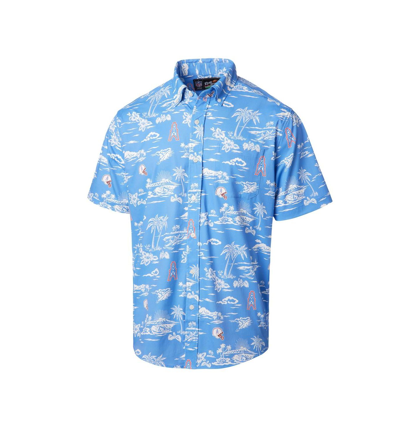 Мужская рубашка Reyn Spooner Light Blue Houston Oilers Throwback Kekai Print Button-Up — фото 2