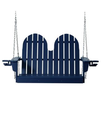 4ft Outdoor HDPE Poly Farmhouse Hanging Porch Swing With Cup Holders