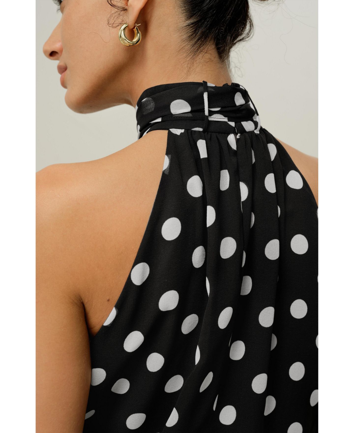 Женский топ LILYSILK Convertible Silk Georgette Polka Dot, цвет: Белый чёрный — фото 6