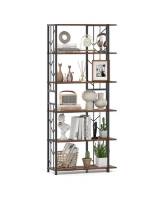6-Tier Bookshelf with Heavy-duty Metal Frame2 Anti-tipping Kits for Living Room