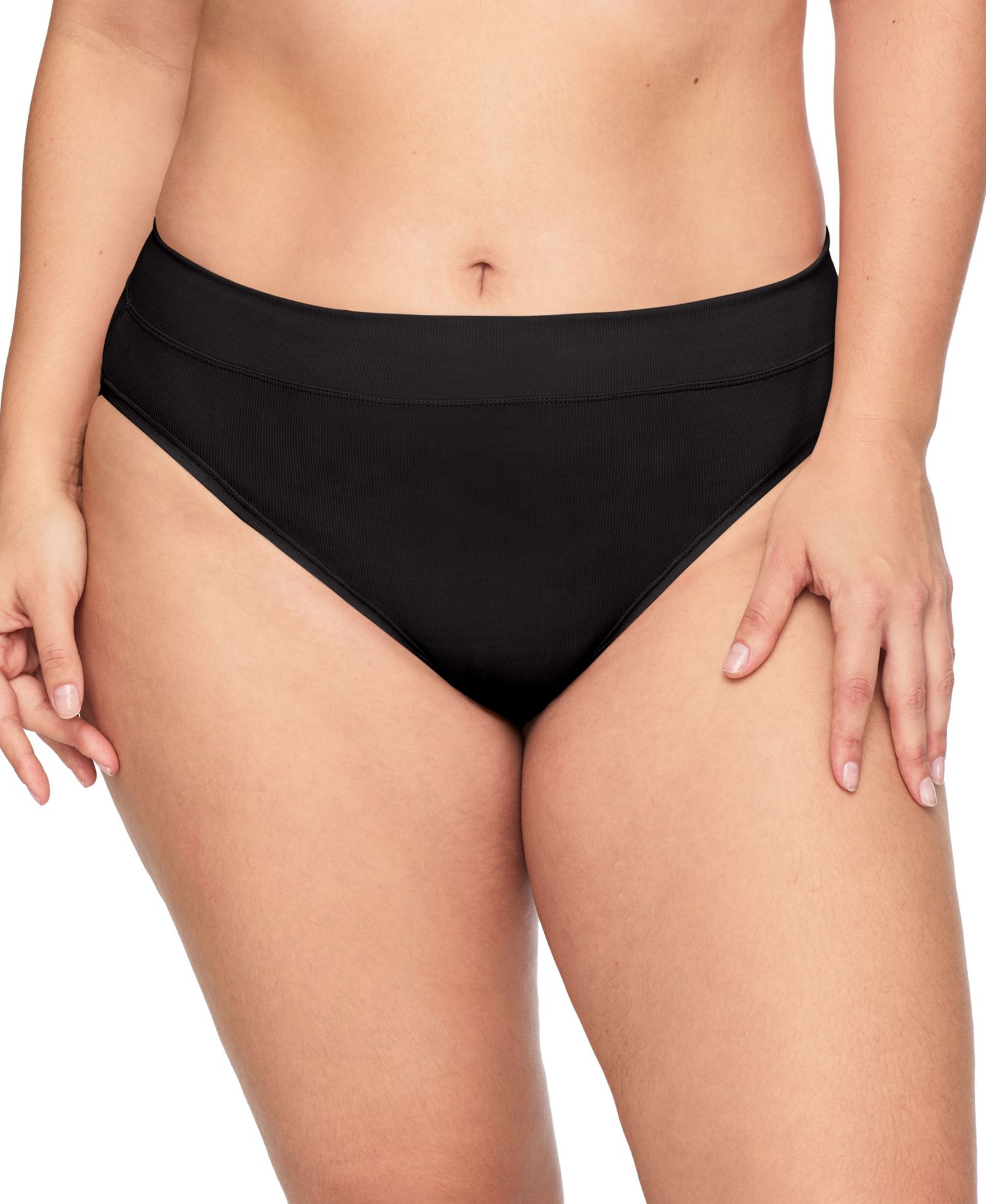 Women's No Pinching No Problem Dig-Free High-Waist Ribbed Hi-Cut Panty, WRW253HC11
