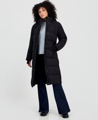 Michael Kors Women's Hooded Drawstring Quilted Maxi Puffer Coat