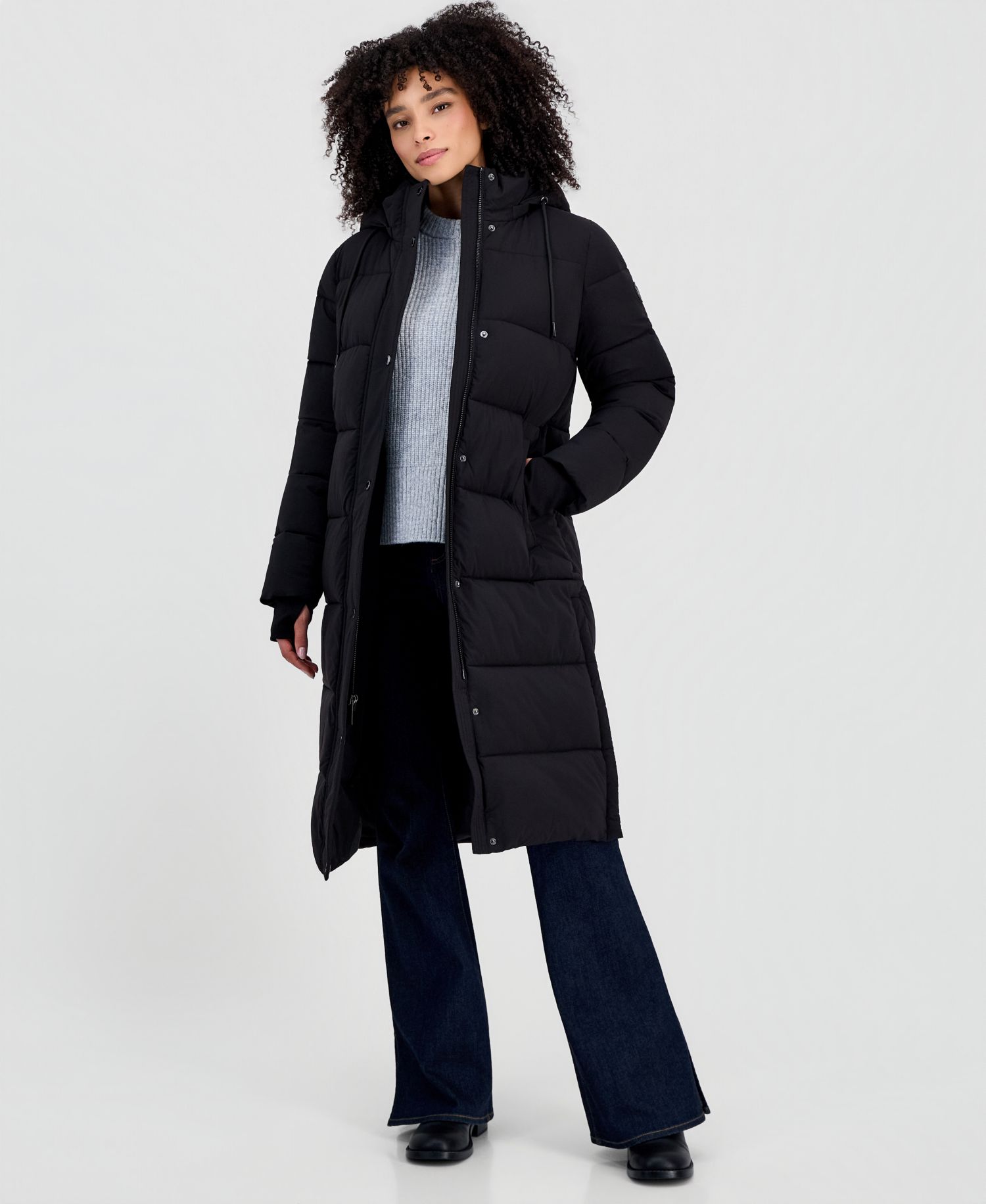 Michael Kors Women's Hooded Drawstring Quilted Maxi Puffer Coat
