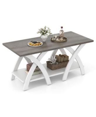 40'' Coffee Table With Storage Shelf W/X-shaped Legs for Living Room Bedroom