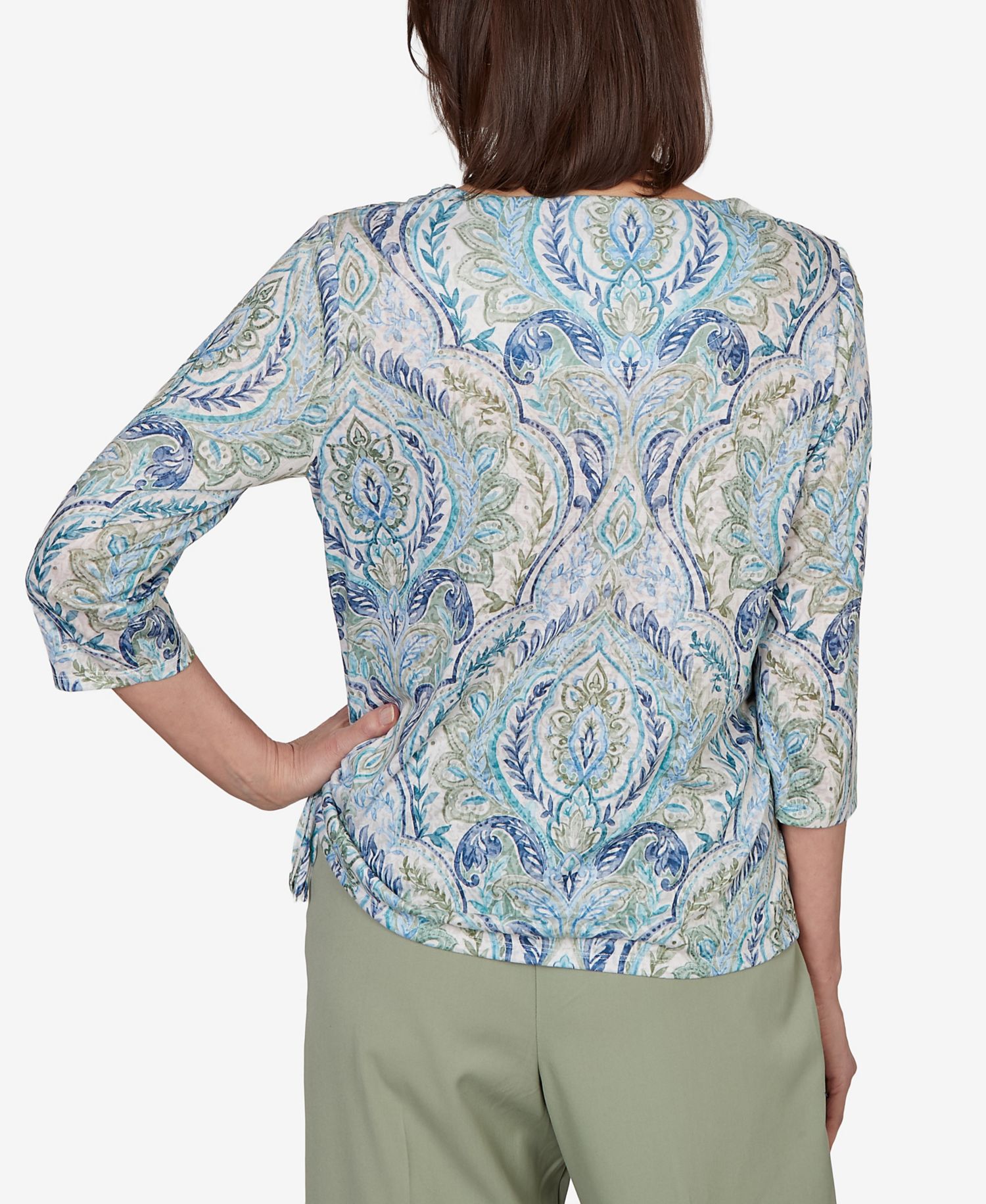 Petite Medallion Print Braided Neck Top