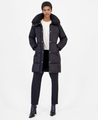 Women's Sherpa-Lined Puffer Coat with Detachable Faux Fur Collar