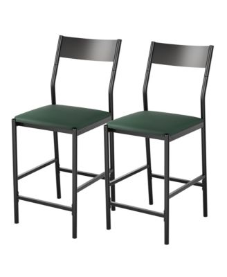 2/4 Pack 24" Counter Height Bar Stools, PU Leather Upholstered Chairs with Back, Footrest, 300 lb Capacity, Kitchen Island