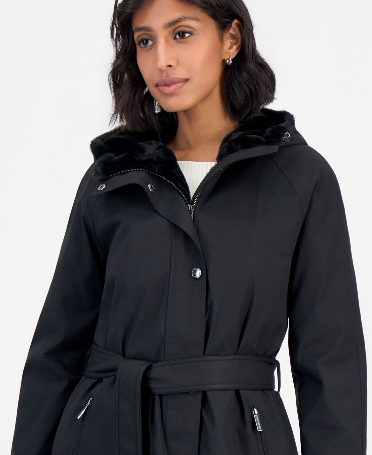 Women's Softshell Hooded Faux Fur Collar Coat